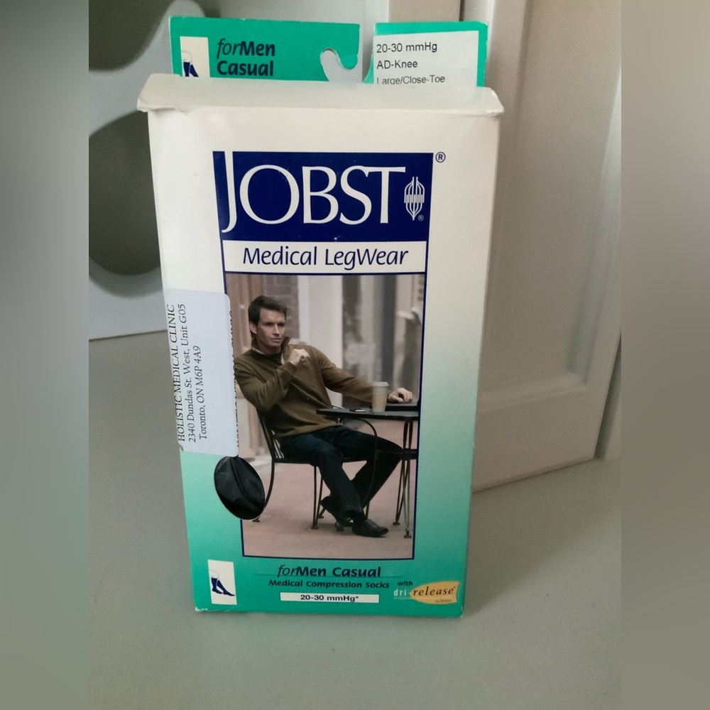 JOBST MEDICAL Knee High Socks 20-30 mmHg AD Knee Close Toe Black Men’s SZ Large